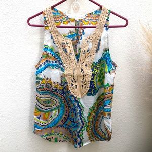 EUC Trina Turk silk cotton paisley sleeveless top